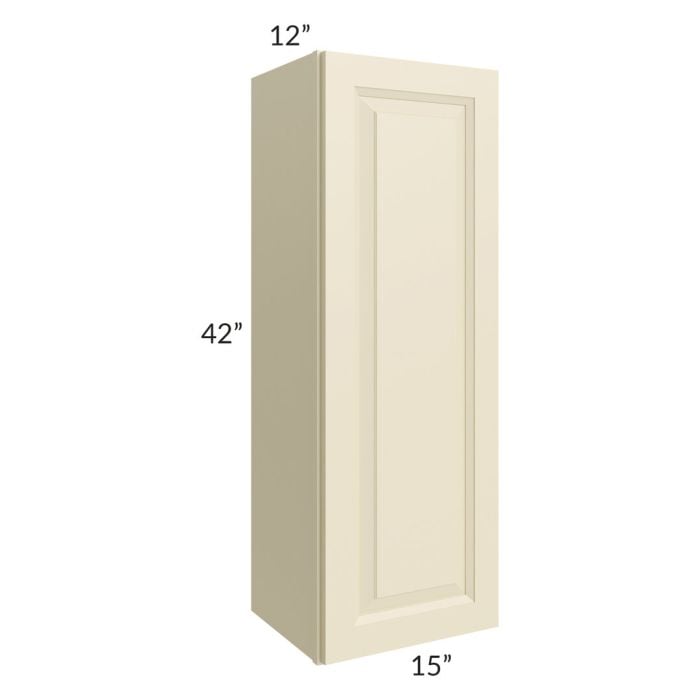 RTA Casselton Ivory 15" x 42" Wall Cabinet with Mullion Glass Door