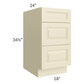 RTA Casselton Ivory 18" 3-Drawer Base Cabinet