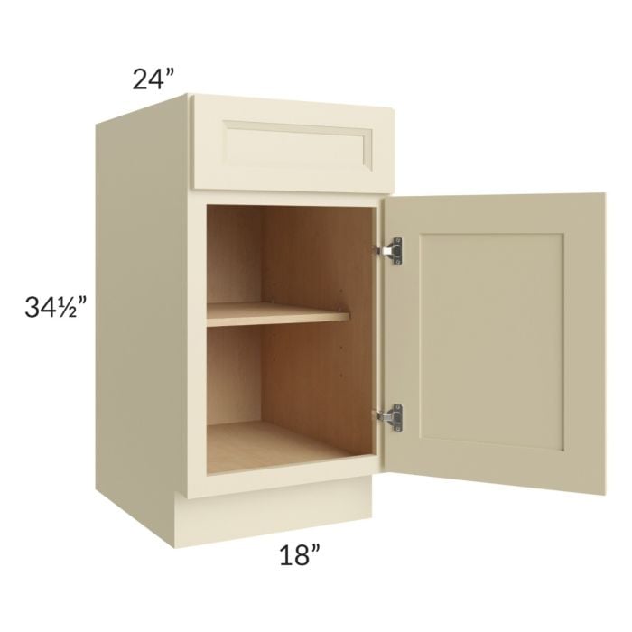 RTA Casselton Ivory 18" Base Cabinet with 2 Decorative End Panels and 2 Roll Out Trays