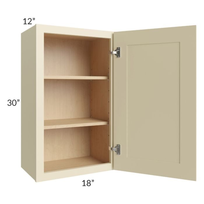 RTA Casselton Ivory 18" x 30" Wall Cabinet with Mullion Glass Door