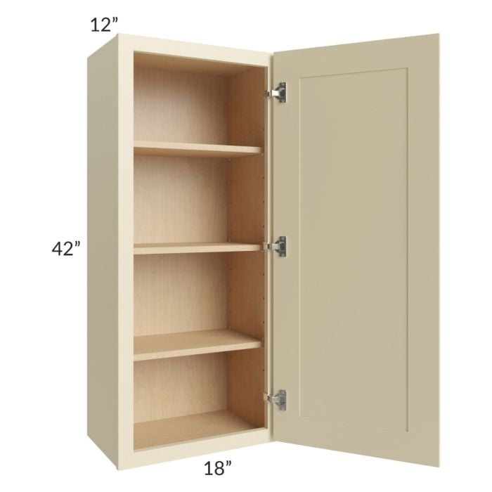 RTA Casselton Ivory 18" x 42" Wall Cabinet with 1 Decorative End Panel and Mullion Glass Door