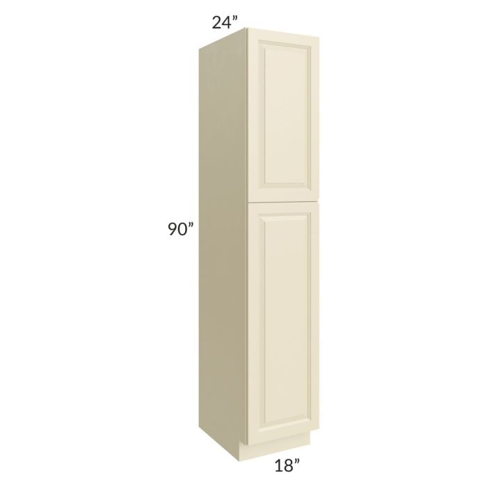 RTA Casselton Ivory 18" x 90" Wall Pantry with 2 Sides Decorative End Panels and 2 Roll Out Trays