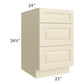 RTA Casselton Ivory 21" 3-Drawer Base Cabinet