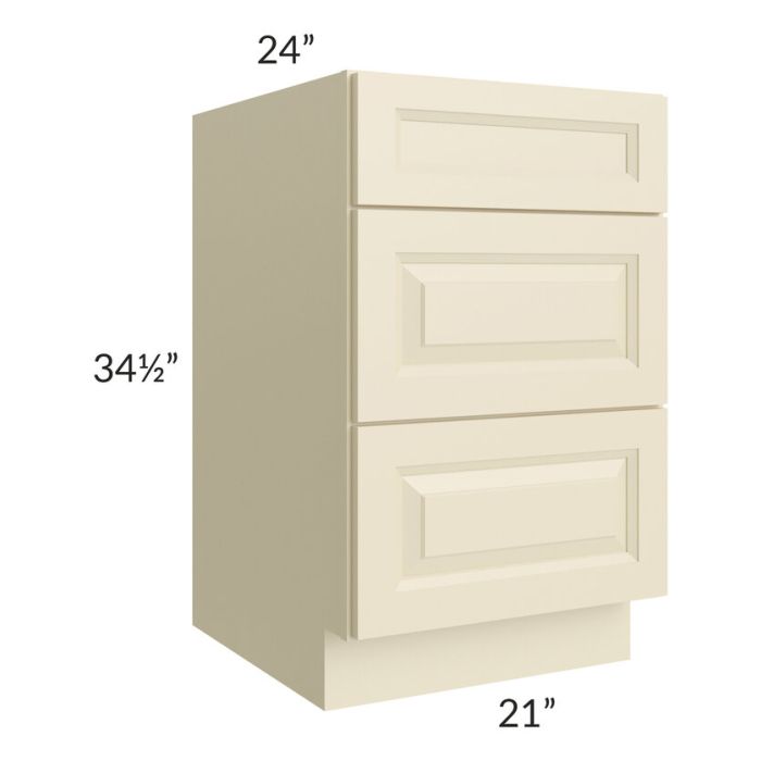 RTA Casselton Ivory 21" 3-Drawer Base Cabinet