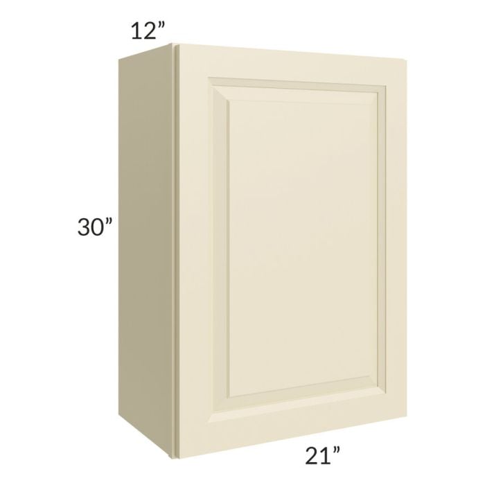 RTA Casselton Ivory 21" x 30" Wall Cabinet with 2 Decorative End Panels and Mullion Glass Door