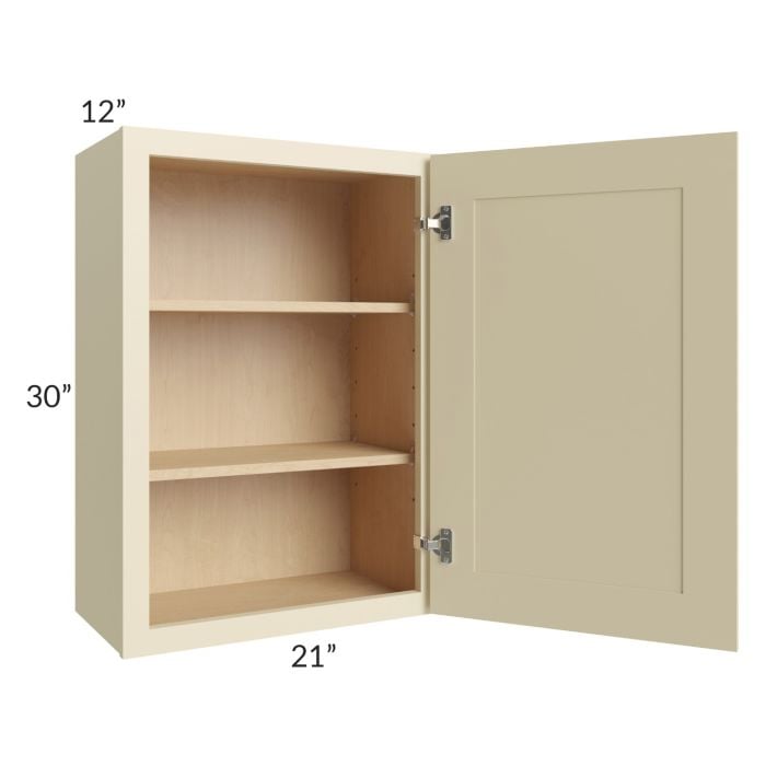 RTA Casselton Ivory 21" x 30" Wall Cabinet with Mullion Glass Door