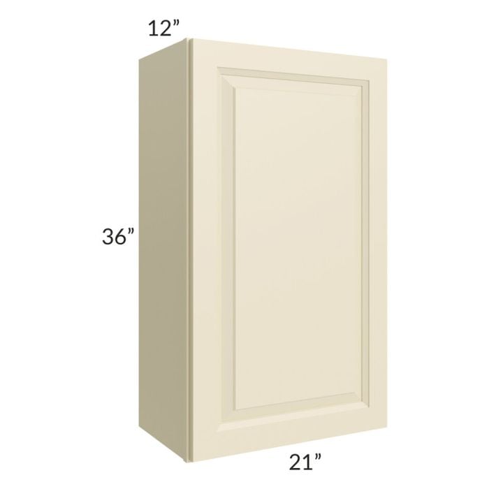 RTA Casselton Ivory 21" x 36" Wall Cabinet with 2 Decorative End Panels and Mullion Glass Door