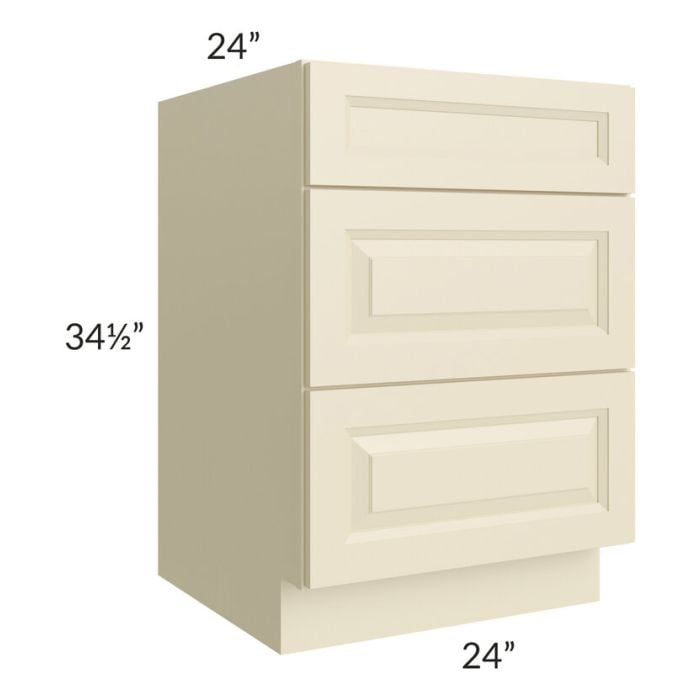 RTA Casselton Ivory 24" 3-Drawer Base Cabinet