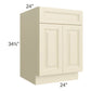 RTA Casselton Ivory 24" Base Cabinet with 2 Roll Out Trays