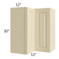 RTA Casselton Ivory 24" x 30" Easy Reach Corner Wall Cabinet with 1 Decorative End Panel