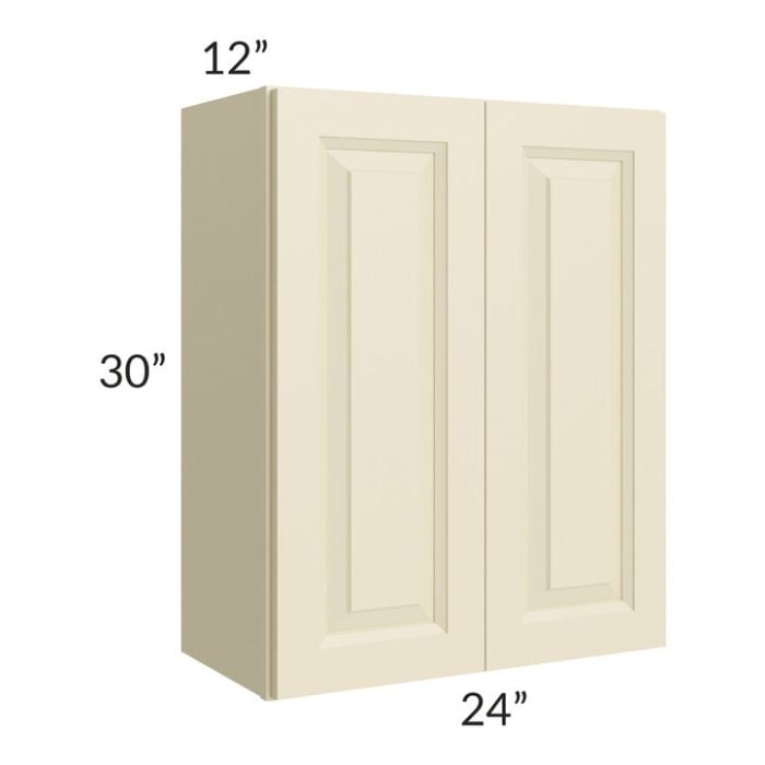 RTA Casselton Ivory 24" x 30" Wall Cabinet with Mullion Glass Door