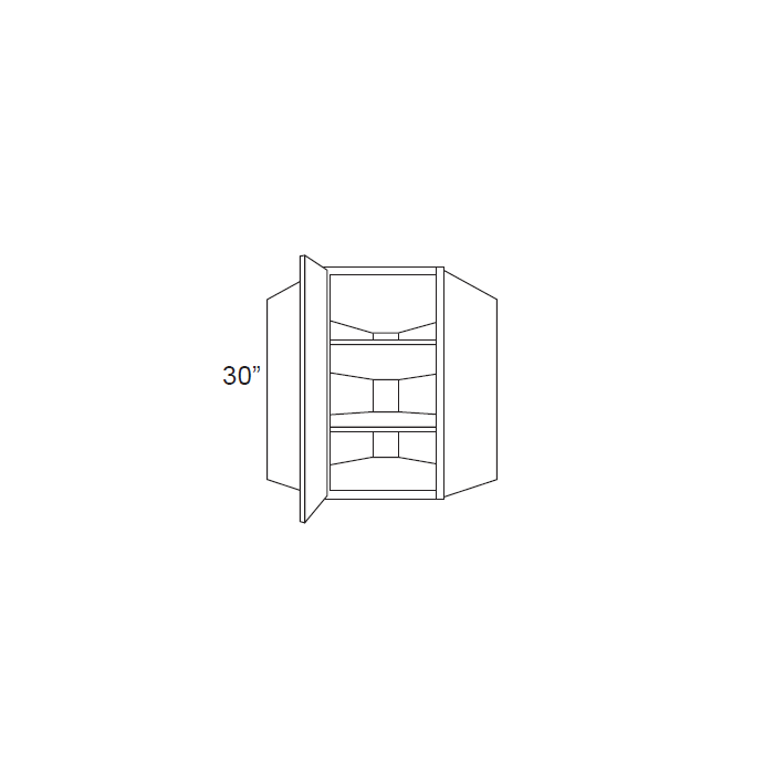 RTA Casselton Ivory 24" x 30" Wall Diagonal Corner Cabinet with 2 Decorative End Panels
