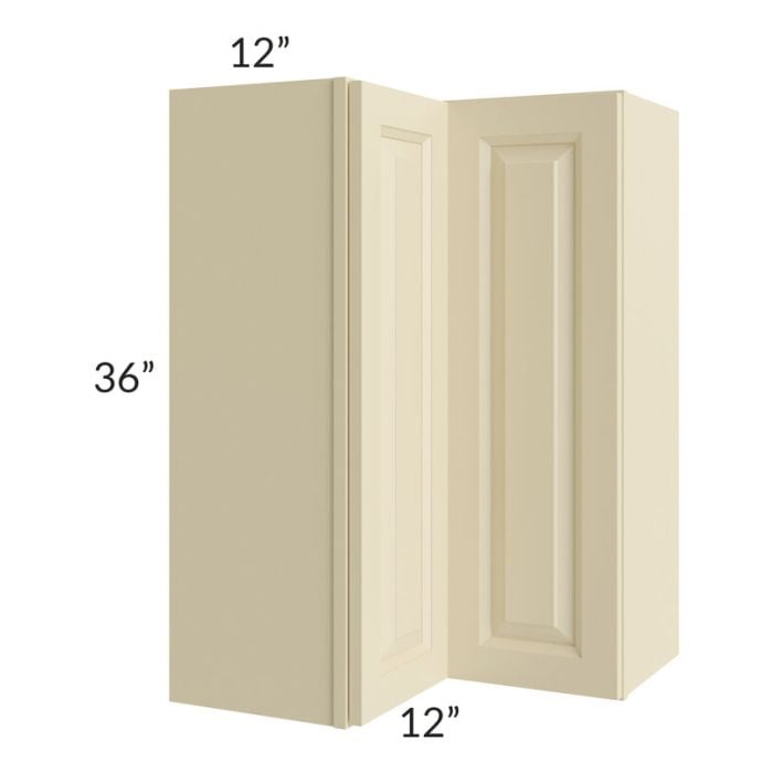 RTA Casselton Ivory 24" x 36" Easy Reach Corner Wall Cabinet with 2 Decorative End Panels