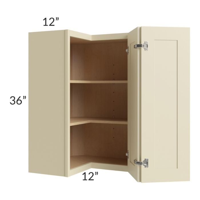 RTA Casselton Ivory 24" x 36" Easy Reach Corner Wall Cabinet with 2 Decorative End Panels