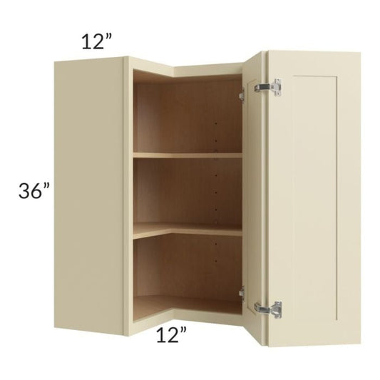 RTA Casselton Ivory 24" x 36" Easy Reach Corner Wall Cabinet with 2 Decorative End Panels