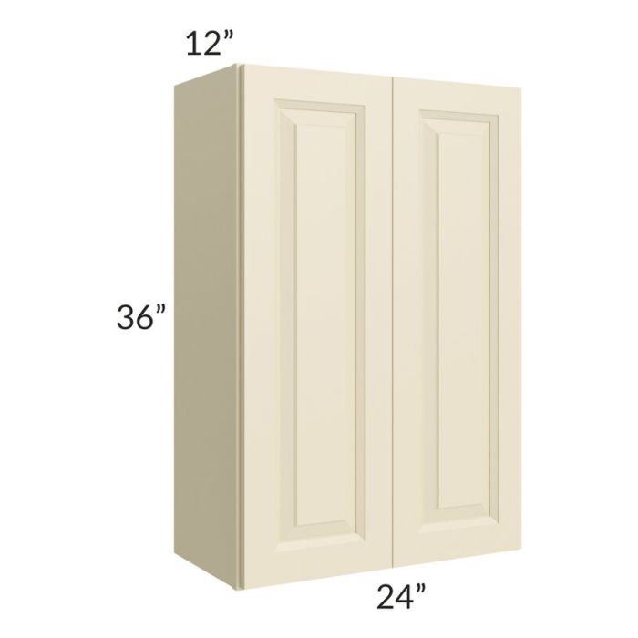 RTA Casselton Ivory 24" x 36" Wall Cabinet with 1 Decorative End Panel