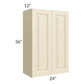 RTA Casselton Ivory 24" x 36" Wall Cabinet with 1 Decorative End Panel and Mullion Glass Door