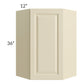RTA Casselton Ivory 24" x 36" Wall Diagonal Corner Cabinet with 2 Decorative End Panels