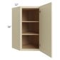 RTA Casselton Ivory 24" x 36" Wall Diagonal Corner Cabinet with Mullion Glass Door