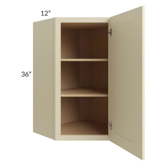 RTA Casselton Ivory 24" x 36" Wall Diagonal Corner Cabinet with Mullion Glass Door