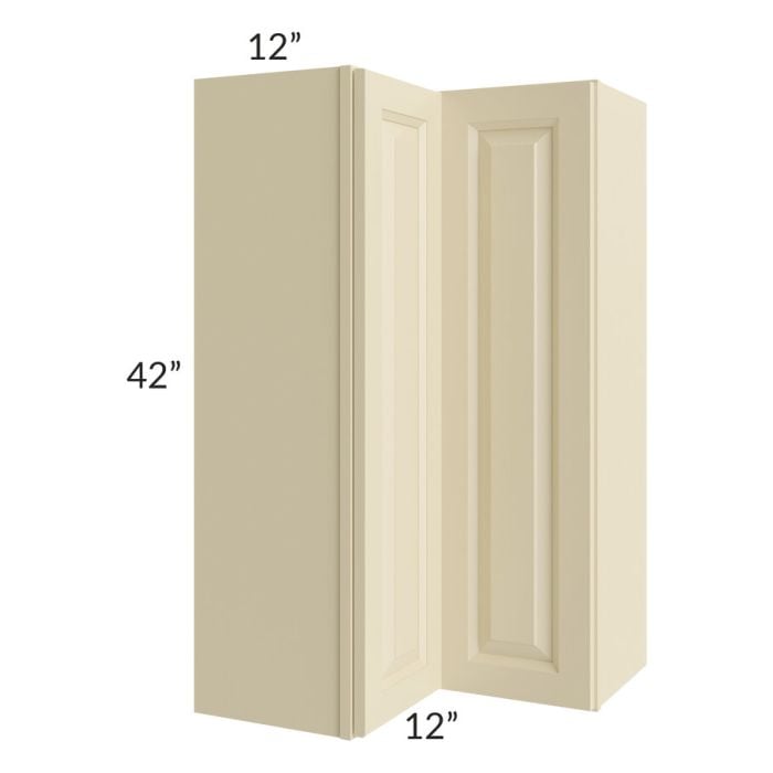 RTA Casselton Ivory 24" x 42" Easy Reach Corner Wall Cabinet with 1 Decorative End Panel