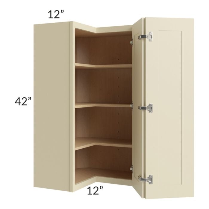 RTA Casselton Ivory 24" x 42" Easy Reach Corner Wall Cabinet with 1 Decorative End Panel