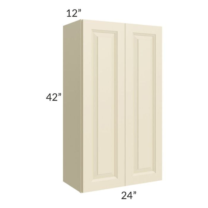 RTA Casselton Ivory 24" x 42" Wall Cabinet with 1 Decorative End Panel