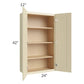 RTA Casselton Ivory 24" x 42" Wall Cabinet with 1 Decorative End Panel and Mullion Glass Door