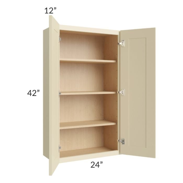 RTA Casselton Ivory 24" x 42" Wall Cabinet with Mullion Glass Door
