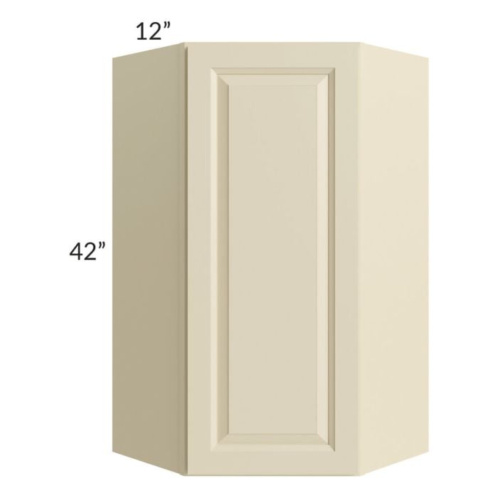 RTA Casselton Ivory 24" x 42" Wall Diagonal Corner Cabinet with 2 Decorative End Panels