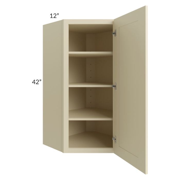 RTA Casselton Ivory 24" x 42" Wall Diagonal Corner Cabinet with 2 Decorative End Panels