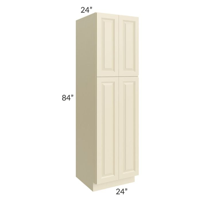 RTA Casselton Ivory 24" x 84" Wall Pantry with 2 Sides Decorative End Panels and 2 Roll Out Trays