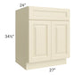 RTA Casselton Ivory 27" Sink Base Cabinet with 2 Decorative End Panels