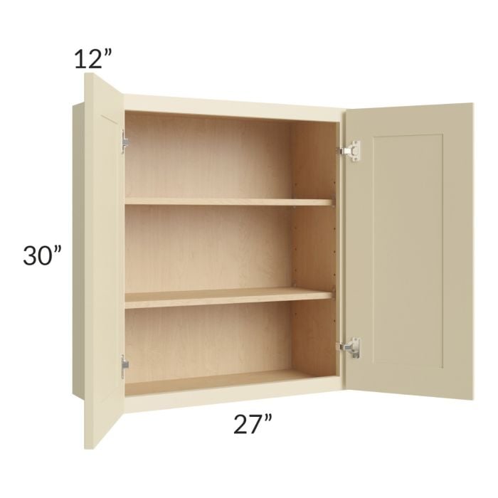 RTA Casselton Ivory 27" x 30" Wall Cabinet with 1 Decorative End Panel