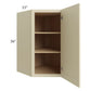 RTA Casselton Ivory 27" x 36" Wall Diagonal Corner Cabinet with 2 Decorative End Panels