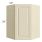 RTA Casselton Ivory 27" x 36" Wall Diagonal Corner Cabinet with Mullion Glass Door