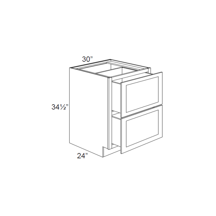RTA Casselton Ivory 30" 2-Drawer Base Cabinet with 2 Decorative End Panels