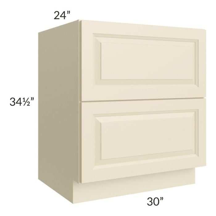 RTA Casselton Ivory 30" 2-Drawer Base Cabinet with 2 Decorative End Panels