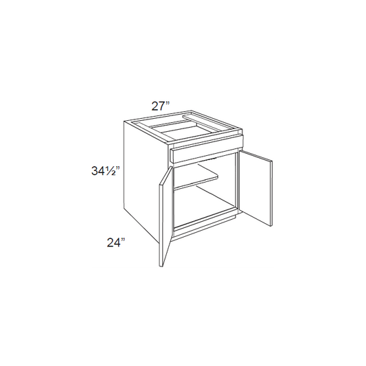 RTA Casselton Ivory 30" Base Cabinet with 1 Decorative End Panel and 2 Roll Out Trays