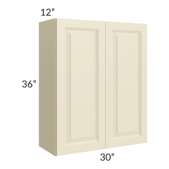 RTA Casselton Ivory 30" x 36" Wall Cabinet with 1 Decorative End Panel