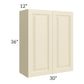 RTA Casselton Ivory 30" x 36" Wall Cabinet with Mullion Glass Door