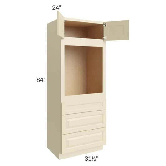 RTA Casselton Ivory 31.5" x 84" Oven Cabinet with 2 Sides Decorative End Panels
