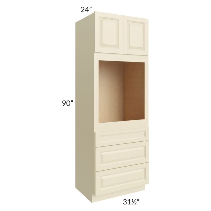 RTA Casselton Ivory 31.5" x 90" Oven Cabinet with 1 Side Decorative End Panel