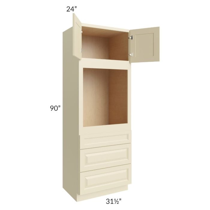 RTA Casselton Ivory 31.5" x 90" Oven Cabinet with 1 Side Decorative End Panel