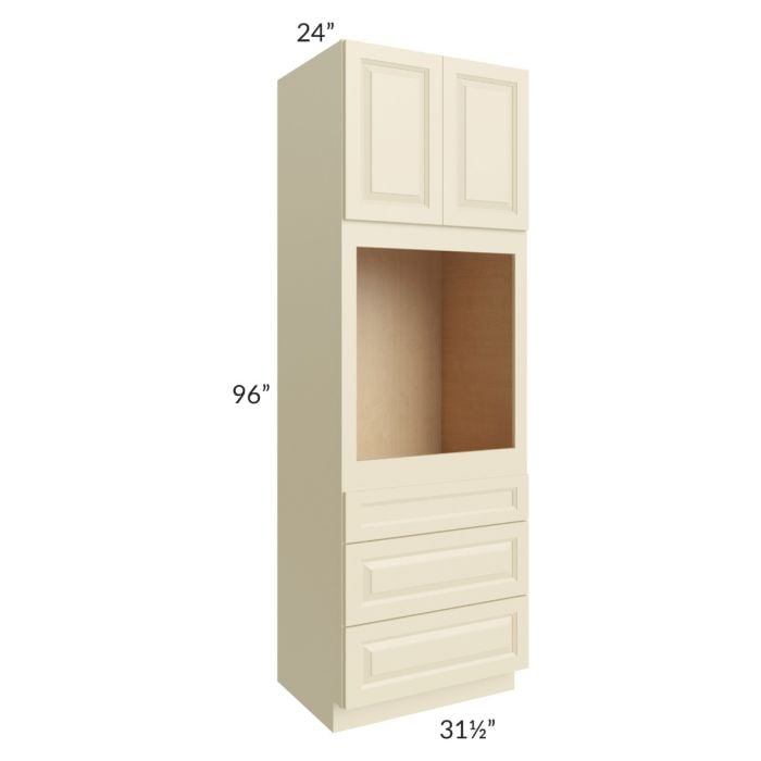 RTA Casselton Ivory 31.5" x 96" Oven Cabinet with 2 Sides Decorative End Panels