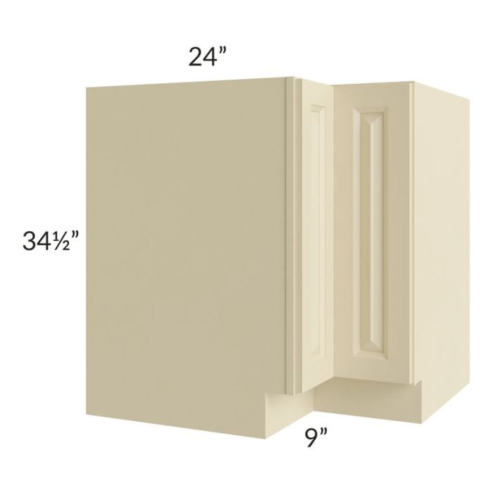 RTA Casselton Ivory 33" Corner Base Cabinet (Trays sold separately for a Lazy Susan application) with 2 Decorative End Panels and Lazy Susan Trays