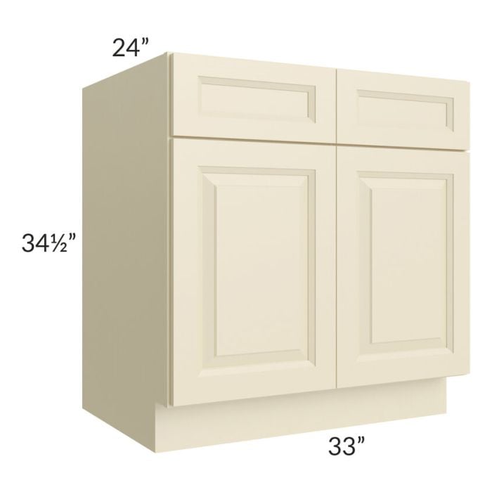 RTA Casselton Ivory 33" Sink Base Cabinet with 2 Decorative End Panels