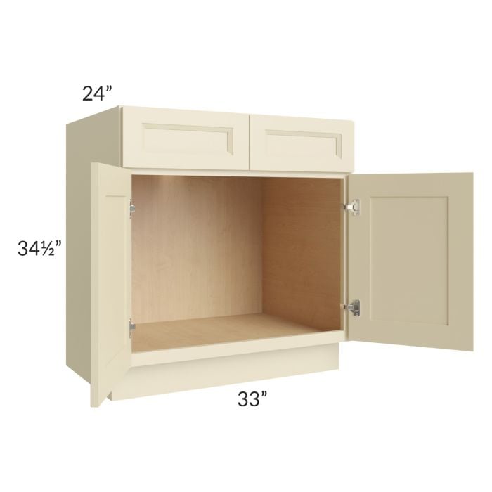 RTA Casselton Ivory 33" Sink Base Cabinet with 2 Decorative End Panels