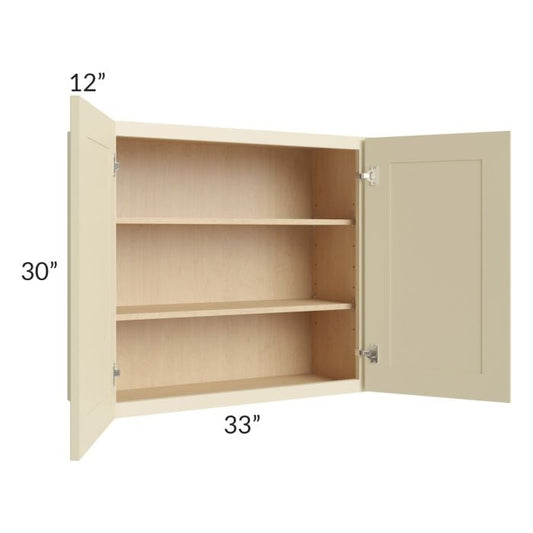 RTA Casselton Ivory 33" x 30" Wall Cabinet with 1 Decorative End Panel