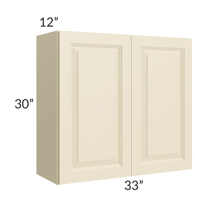 RTA Casselton Ivory 33" x 30" Wall Cabinet with Mullion Glass Door